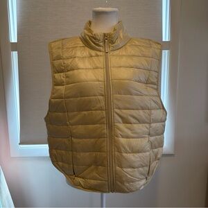 JoyLab Quilted Puffer Vest Ivory Cream Light Gold Size L